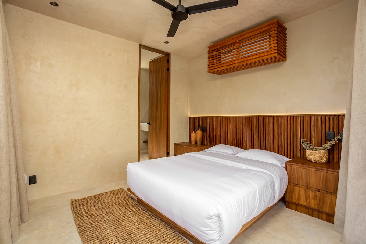 Third bedroom with elegant furnishings at Luxury Jungle VIBE Tulum villa